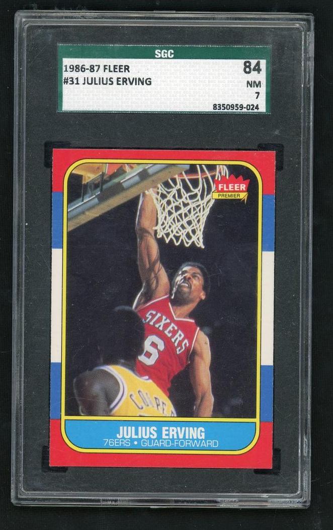 1986 Fleer 31 Julius Erving 31 SGC 84 NM 76ers