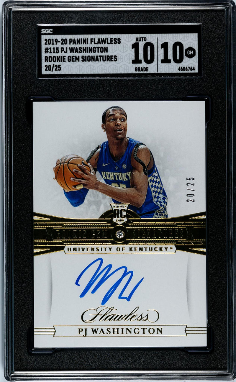 2019 Flawless #115 PJ Washington Rookie Gem Signatures /25 SGC 10