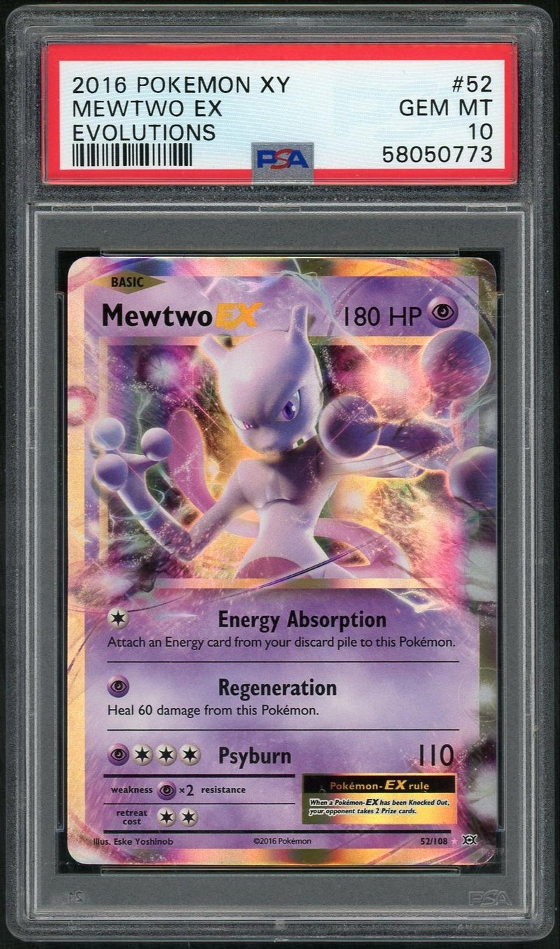 2016 Pokemon XY Evolutions Mewtwo Ex #52 PSA 10