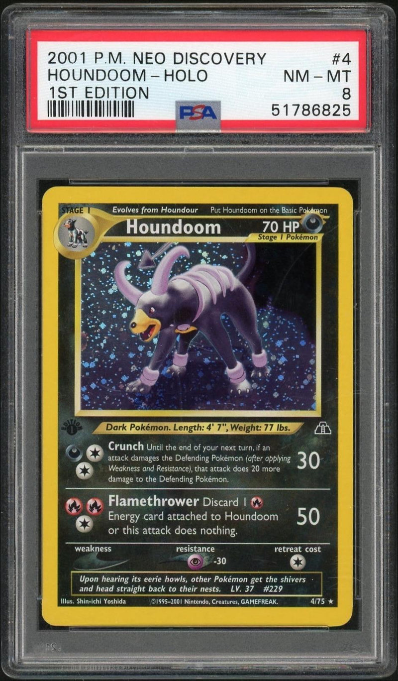 2001 Pokemon Neo Discovery 1st Edition Holo Houndoom #4 PSA 8