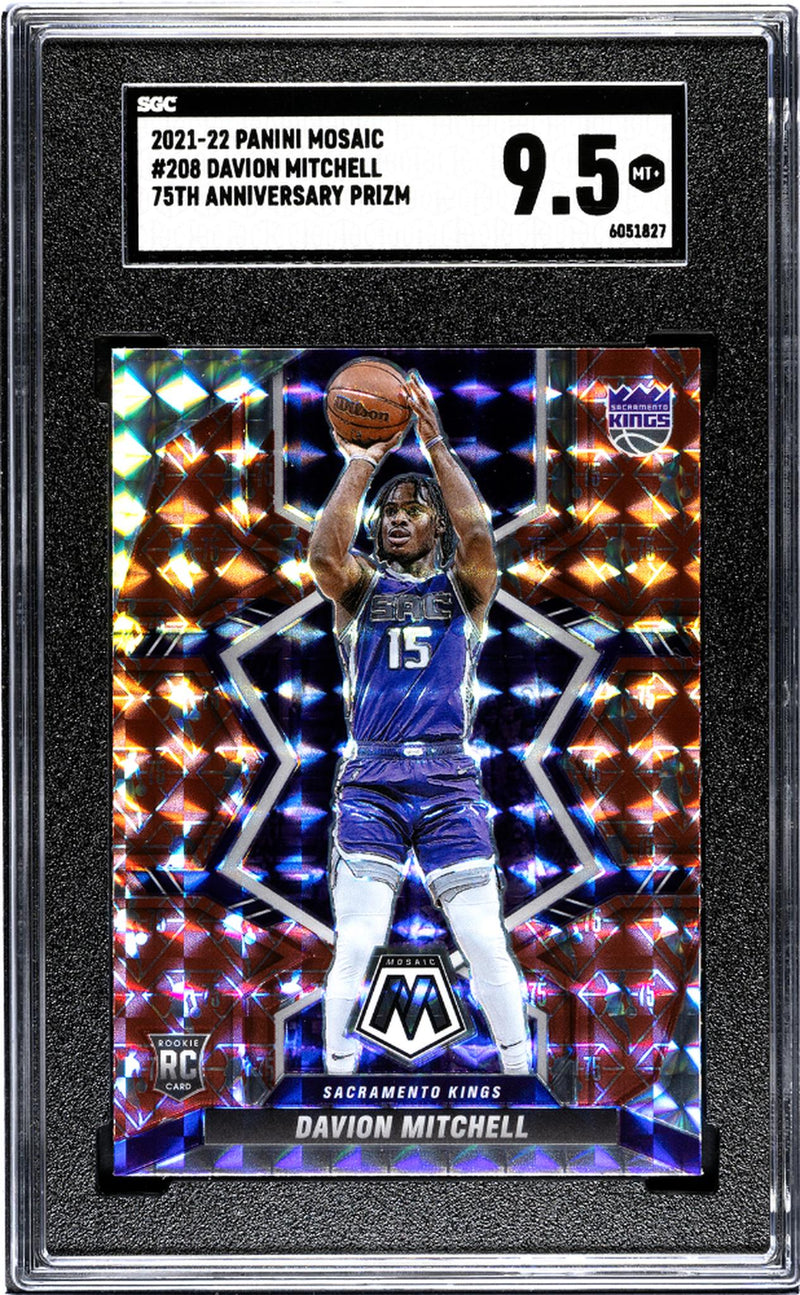 2021-22 Panini Mosaic #208 Davion Mitchell 75th Anniversary Prizm SGC 9.5