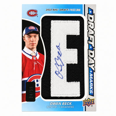 2023 Upper Deck SP Game Used Owen Beck #DDM-OB Draft Day Marks /35 Auto