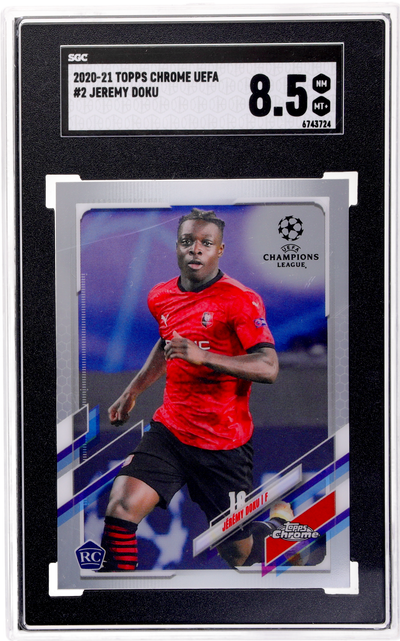 2020-21 Topps Chrome UEFA Jeremy Doku #2 SGC 8.5 RC