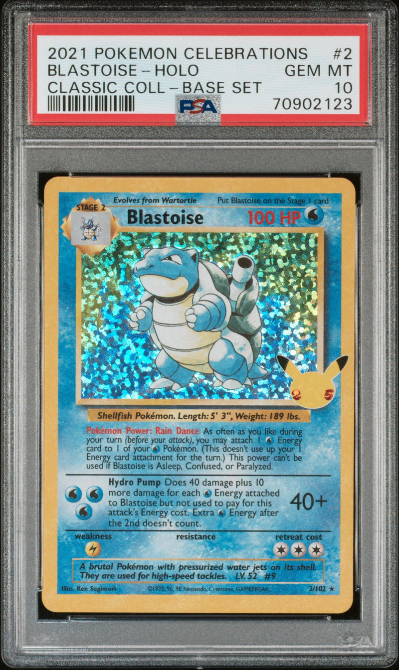 2021 Pokemon Celebrations Classic Collection Base Set Holo Blastoise #2 PSA 10