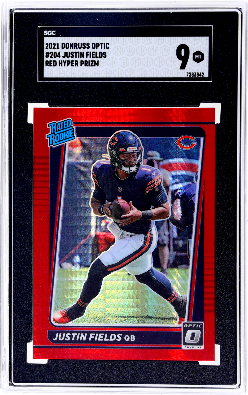 2021 Donruss Optic Red Hyper Prizm Justin Fields #204 RC SGC 9