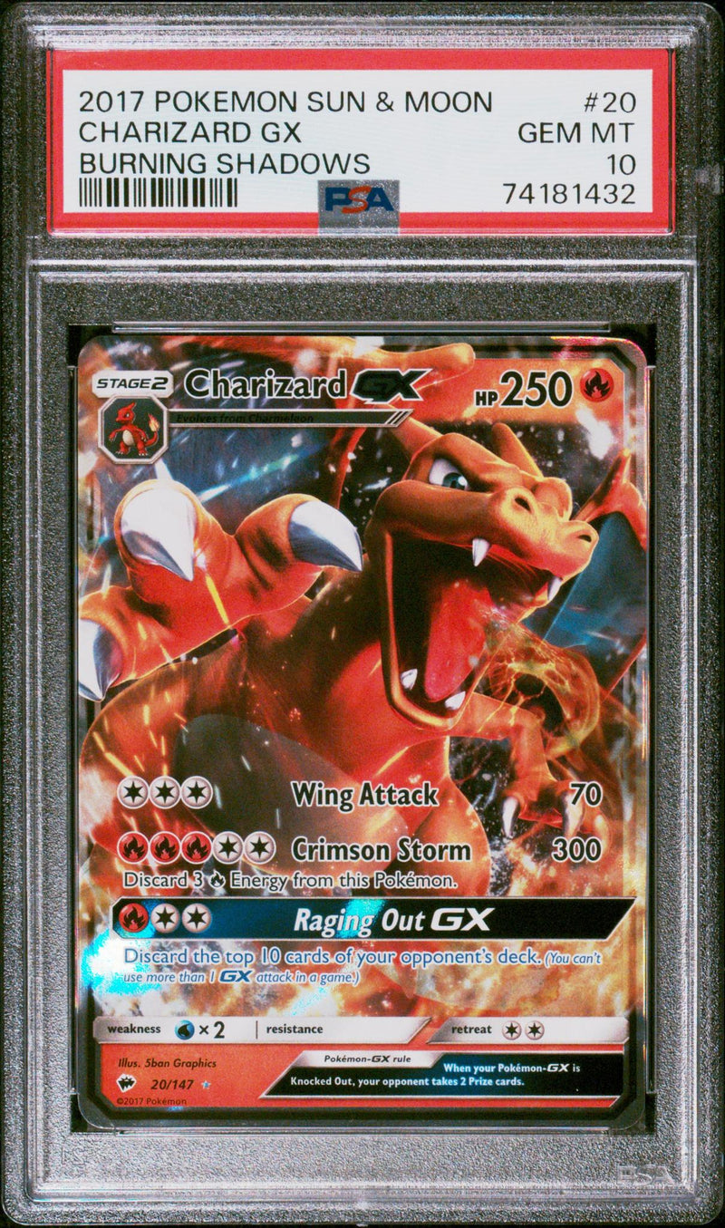 2017 Burning Shadows English Charizard Gx #20 PSA 10