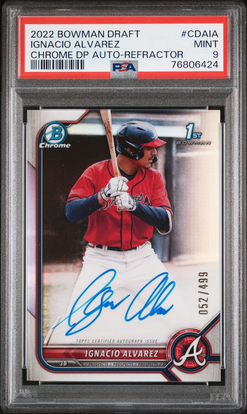 2022 Bowman Draft Chrome DP Refractor Ignacio Alvarez #CDA-IA Auto /499 PSA 9