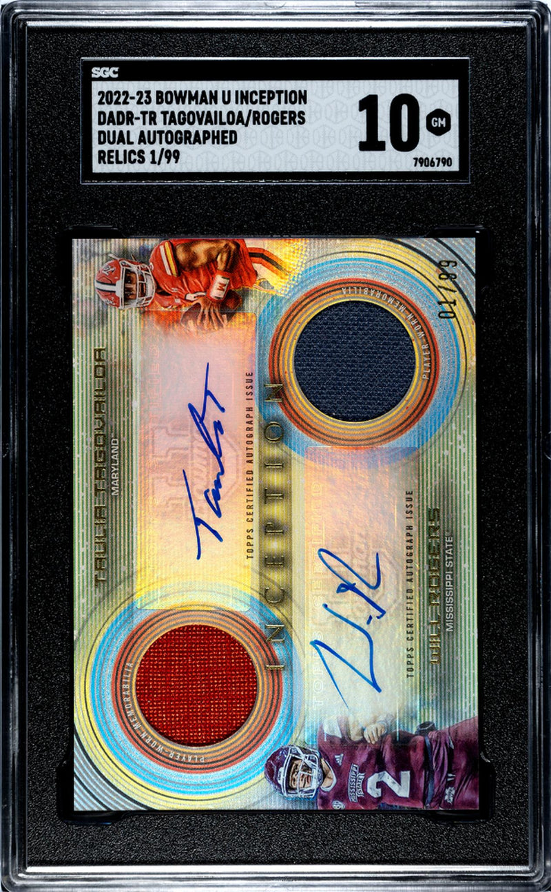 2022 Bowman #DADR-TR Taulia Tagovailoa/Will Rogers Inception /99 SGC 10