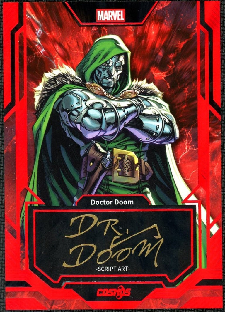 2025 Kakawow Cosmos Marvel Script Art Red #CM-PR-06 Doctor Doom Auto 72/75