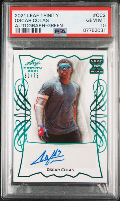 2021 Leaf Trinity Green Oscar Colas #OC2 RC Auto /75 PSA 10