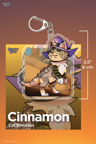 Gatherers' Tavern: Cinnamon Cat - Dinosaur Keychain