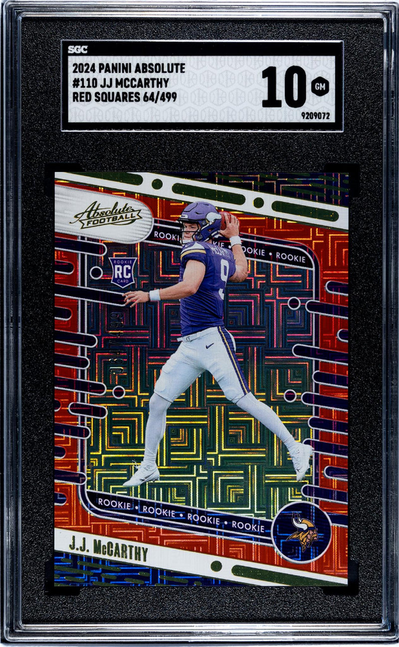 2024 Absolute #110 J.J. McCarthy Red Squares /499 SGC 10