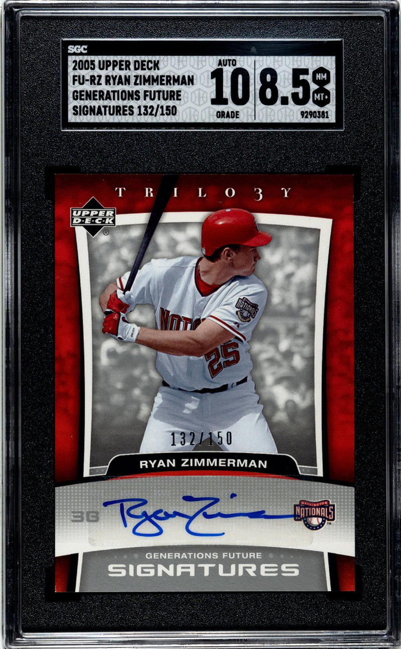 2005 Trilogy #FU-RZ Ryan Zimmerman Generations Future Signatures /150 SGC 8.5
