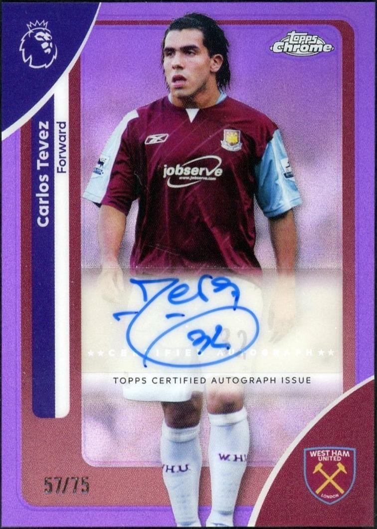 2026 Topps Chrome Premier League CA-CT Carlos Tevez Purple Auto /75