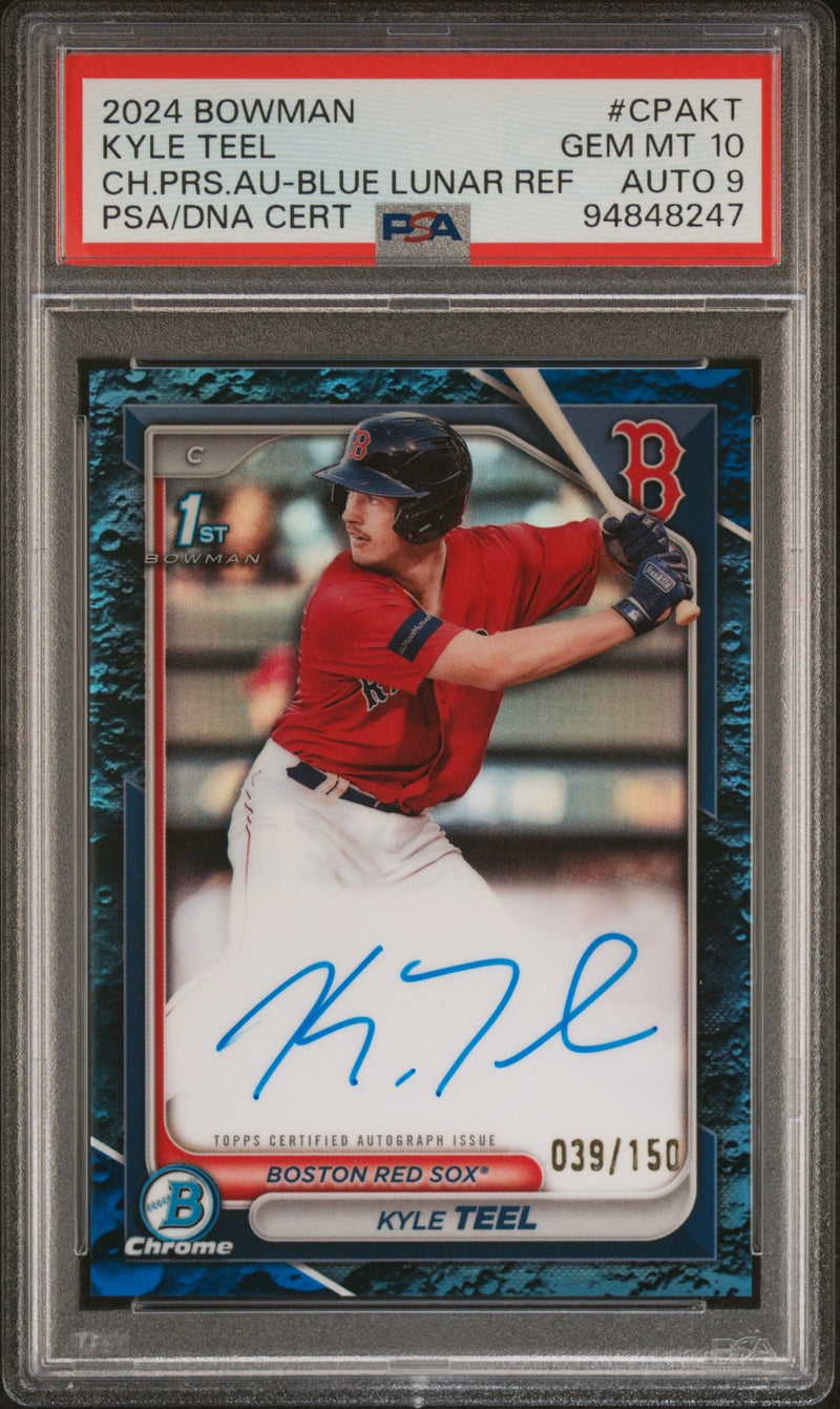 2024 Bowman Chrome Lunar Kyle Teel #CPAKT RC Auto /150 PSA 10 Auto 9