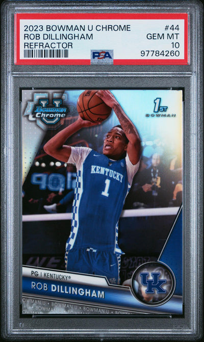 2023 Bowman University Chrome Refractor Rob Dillingham #44 PSA 10
