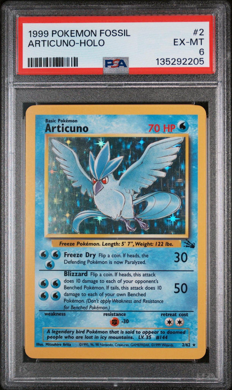 1999 Pokemon Fossil Holo Articuno #2 PSA 6