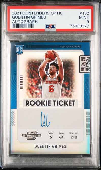 2021 Panini Contenders Optic Autograph Quentin Grimes #132 PSA 9