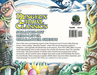 Dungeon Crawl Classics: 0-Level Scratch Off Character Sheets