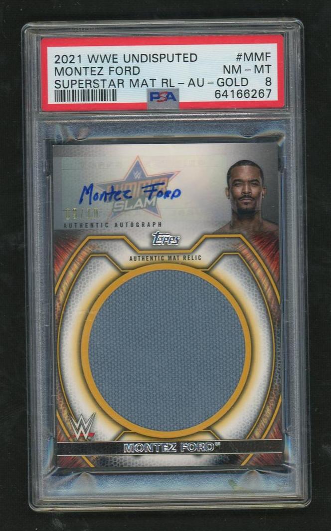 2021 Topps WWE Undisputed M-MF Montez Ford Superstar Mat Relic Gold PSA 8 NM-MT Auto