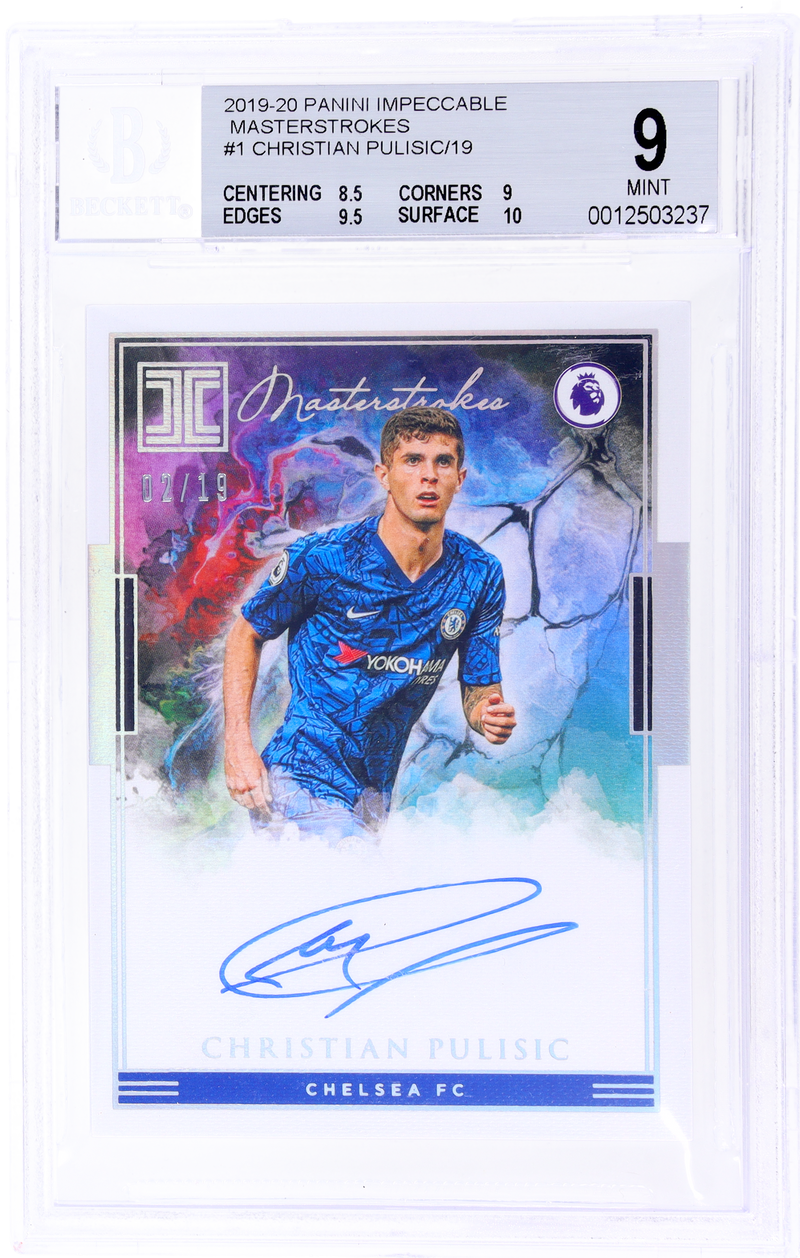 2019-20 Panini Impeccable Masterstrokes Christian Pulisic #1 /19 BGS 9 Auto