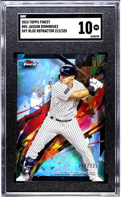 2024 Finest #83 Jasson Domínguez Sky Blue Refractor /325 SGC 10