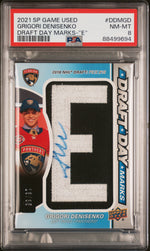2021 SP Game Used Draft Day Marks "E" Grigori Denisenko #DDMGD PSA 8