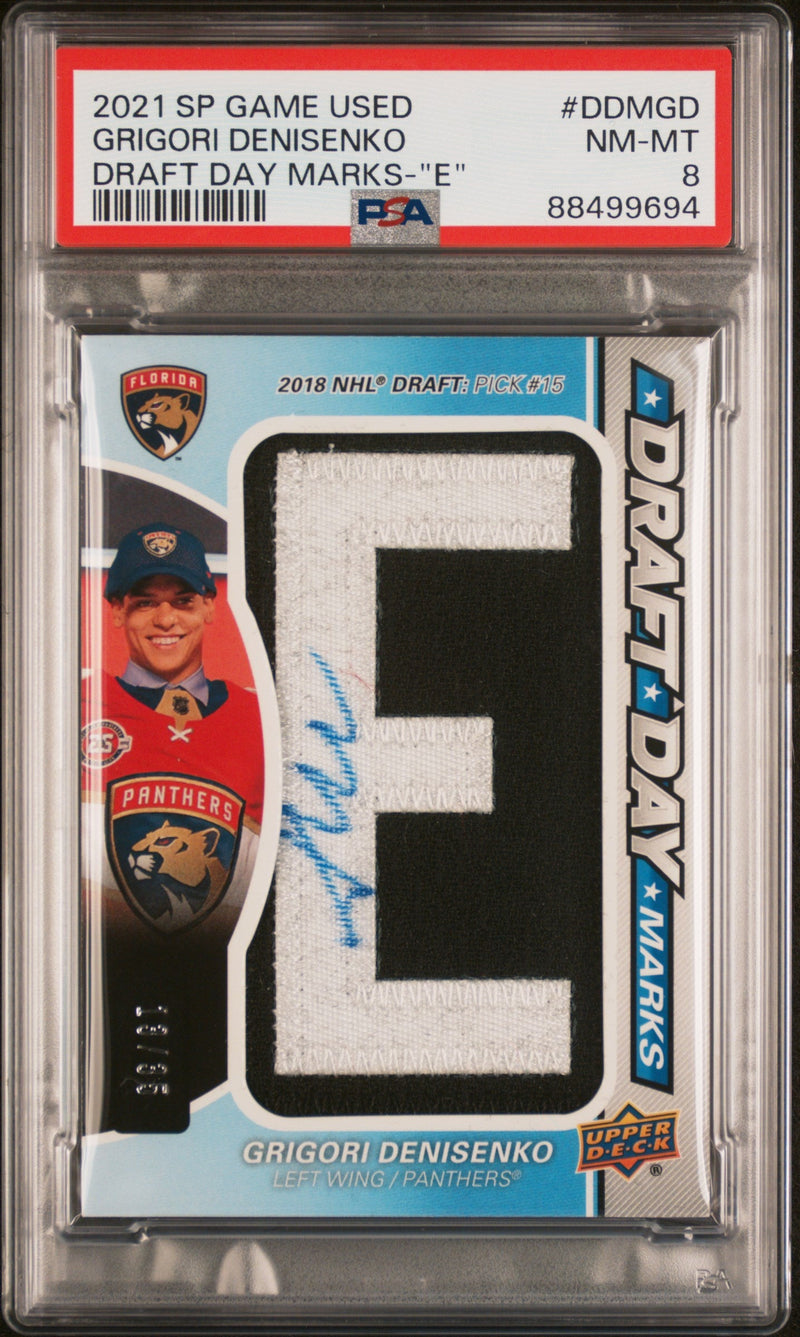 2021 SP Game Used Draft Day Marks "E" Grigori Denisenko #DDMGD PSA 8