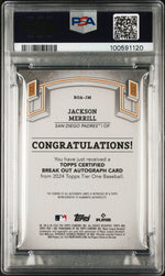 2024 Topps Tier One Red Foil Jackson Merrill #BOAJM Auto /25 PSA 10