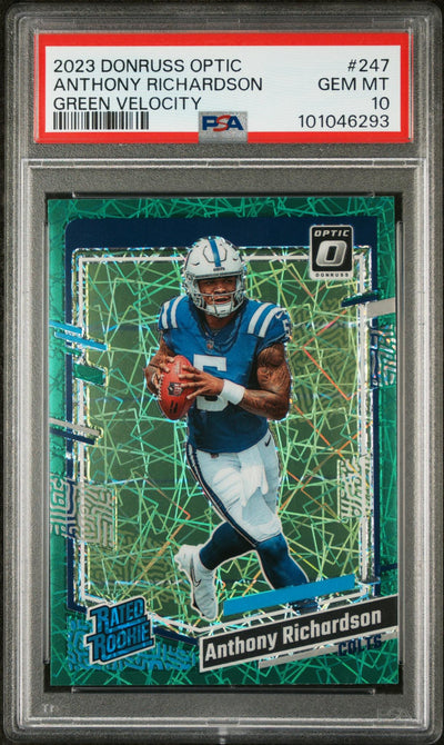 2023 Donruss Optic Rated Rookie Green Velocity Anthony Richardson #247 PSA 10
