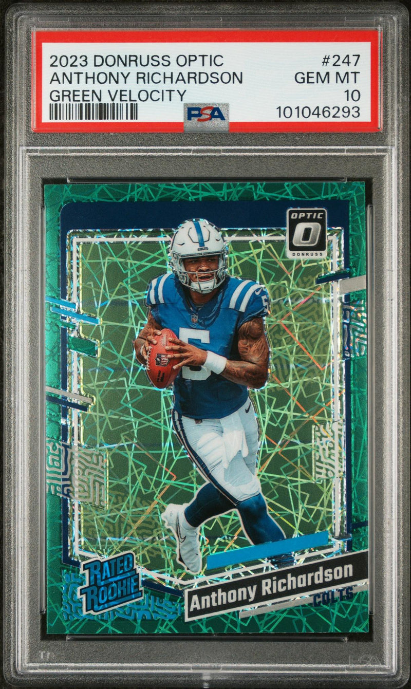 2023 Donruss Optic Rated Rookie Green Velocity Anthony Richardson #247 PSA 10