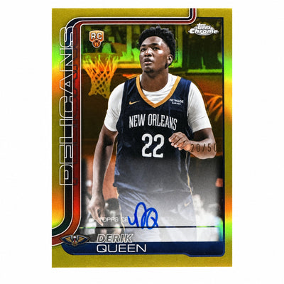 2025 Topps Chrome Derik Queen Rookie RC True Gold Refractor Auto /50
