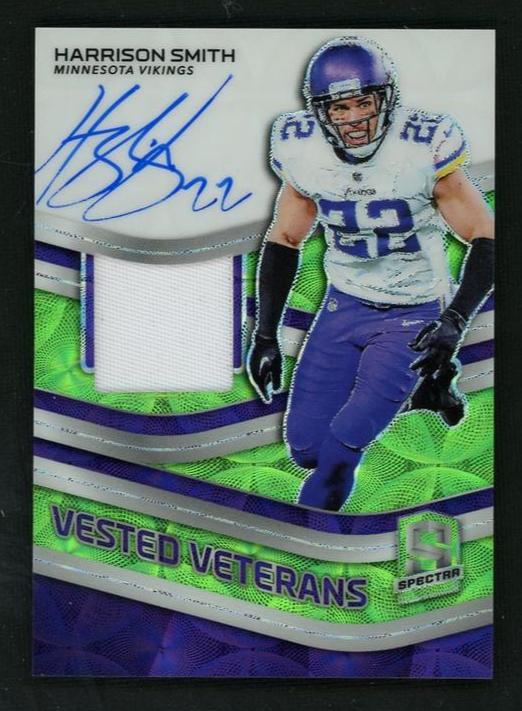 2019 Panini Spectra VV-HS Harrison Smith Vested Veterans Prizm /25 Minnesota Vikings Auto