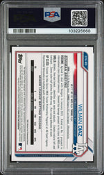 2021 Bowman Chrome #CPAWD Wilman Diaz Prospect Autograph Gold Shimmer Refractor /50 PSA 9