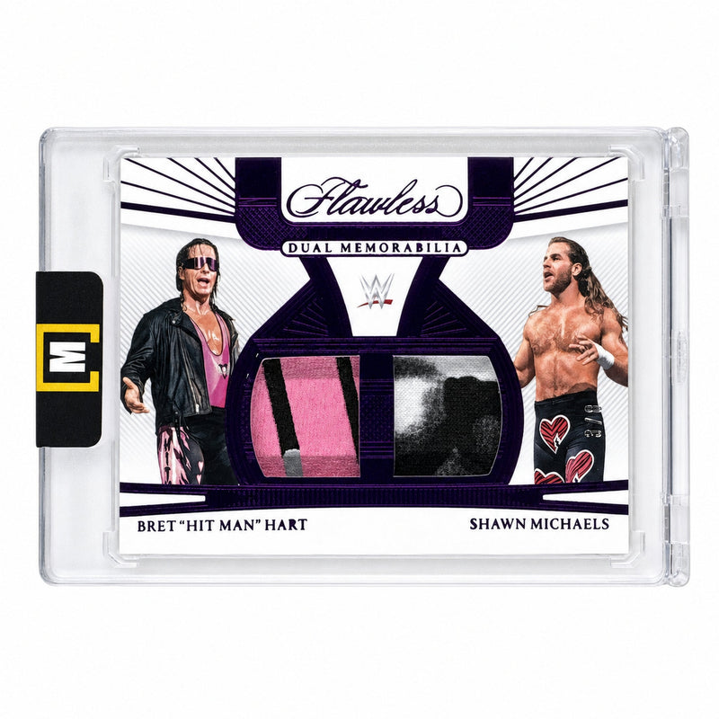 2024 Panini Flawless WWE Shawn Michaels/Bret "Hit Man" Hart #4 Dual Patch Amethyst /8