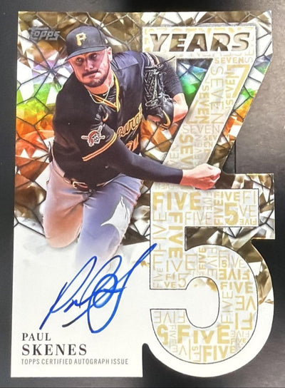 2026 Topps Series 1 Paul Skenes #75YA-PS 75 Years of Die-Cut Auto Gold /50