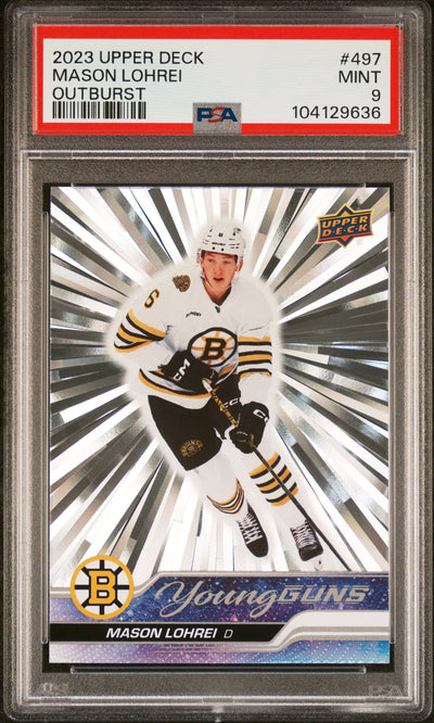 2023 Upper Deck Outburst Silver Mason Lohrei #497 PSA 9