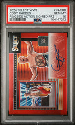 2024 Panini Select WWE Ringside Action Signatures Ringside Action Sig-Red Prz Cody Rhodes #RACRD /99 PSA 10