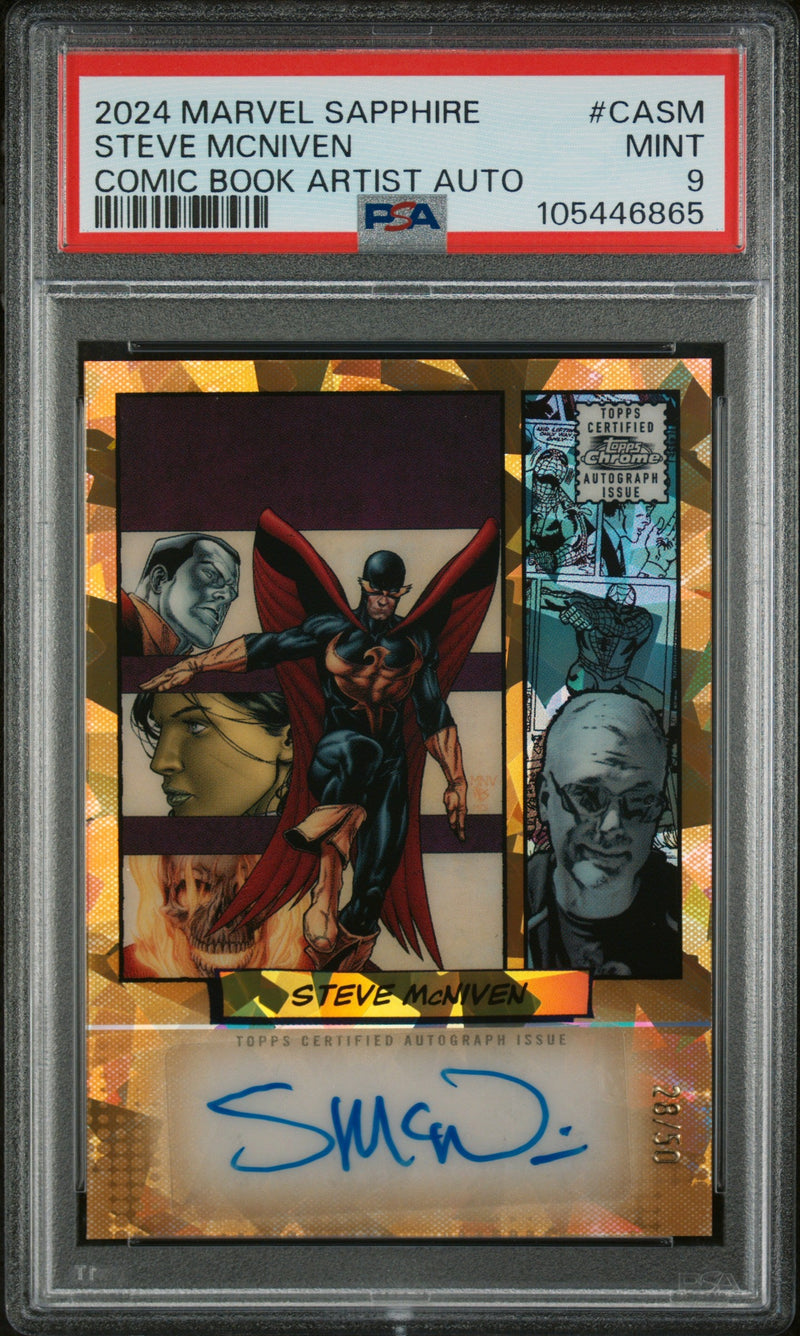 2024 Topps Chrome #CA-SM Steve McNiven Comic Book Artist Auto /50 Auto PSA 9