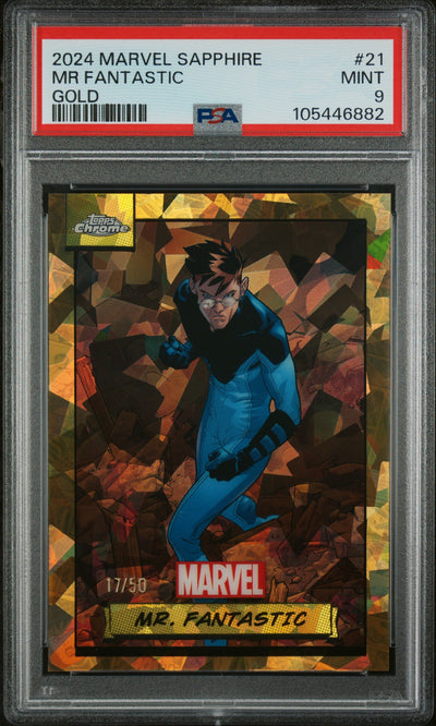 2024 Topps Chrome Marvel Sapphire Edition Gold Mr. Fantastic #21 /50 PSA 9