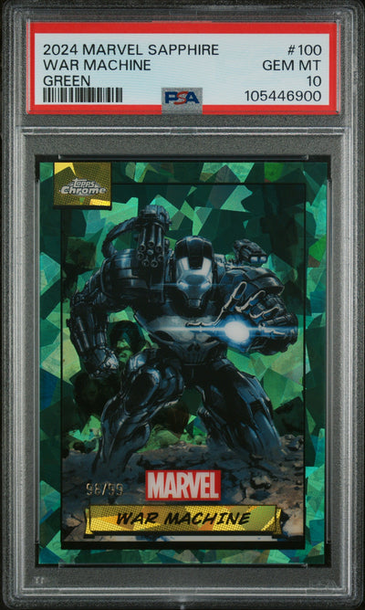 2024 Topps Chrome Marvel Sapphire Edition Green War Machine #100 /99 PSA 10