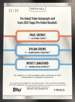 2024 Topps Pro Debut Dylan Crews Wyatt Langford Paul Skenes #PDTA-SCL Triple Auto /25