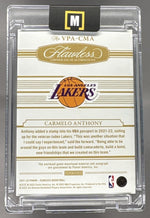 2021-22 Panini Flawless Carmelo Anthony #VPA-CMA Vertical Patch Auto /25 Lakers