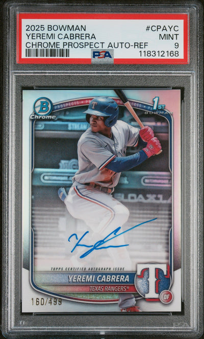 2025 Bowman Chrome Prospect Autograph Refractor Yeremi Cabrera #CPAYC /499 PSA 9