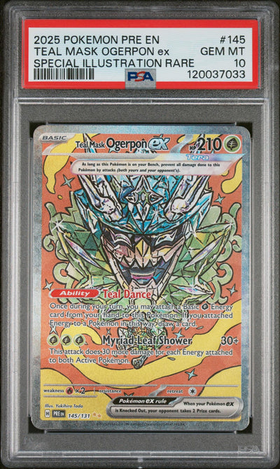 2025 Pokemon Scarlet and Violet Prismatic Evolutions Special Illustration Rare Teal Mask Ogerpon Ex #145 PSA 10