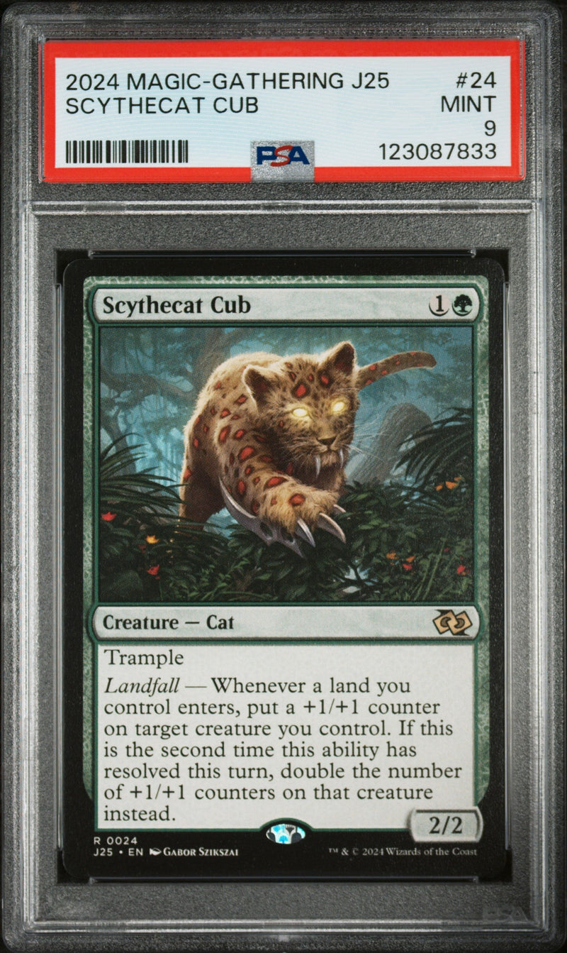 2024 Magic the Gathering Foundations Jumpstart Scythecat Cub #24 PSA 9