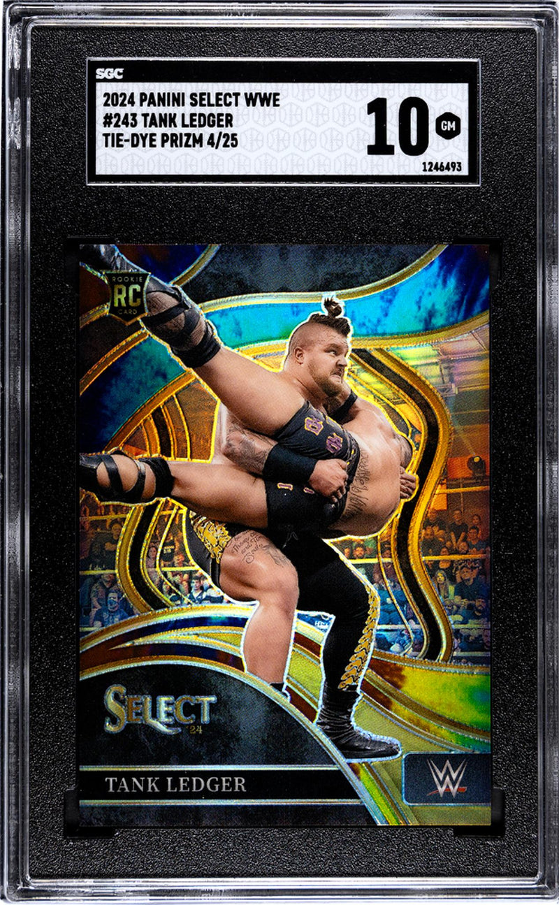 2024 Panini Select WWE Ringside Tie-Dye Prizm Tank Ledger #243 RC /25 SGC 10