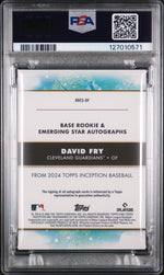 2024 Topps Inception Base Rookie and Emerging Star Autographs Aqua David Fry #BRESDF /50 PSA 9