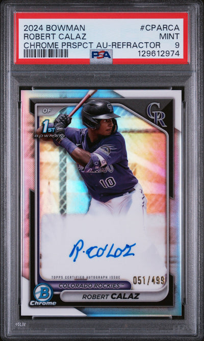 2024 Bowman Chrome Prospect Autograph Refractor Robert Calaz #CPARCA /499 PSA 9