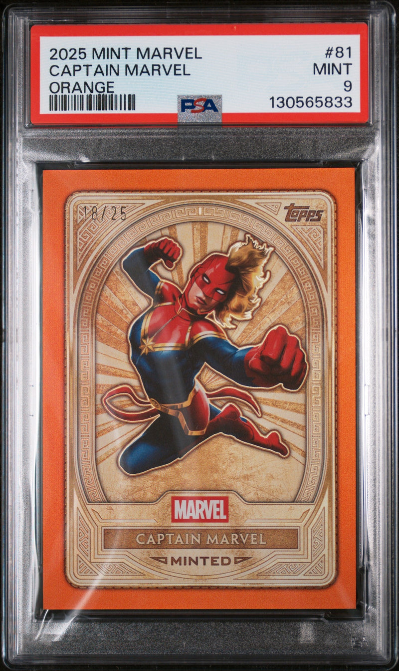 2025 Topps Mint Marvel Orange Captain Marvel #81 /125 PSA 9